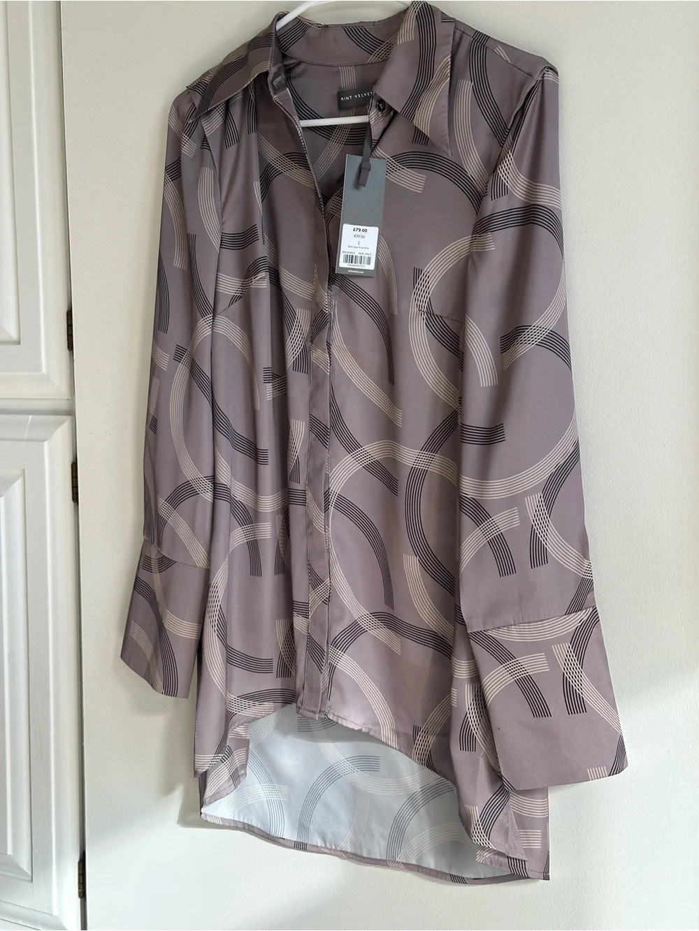 NWT Mint Velvet Remi Geo Print Shirt Size S Long Sleeve Geometric Blouse